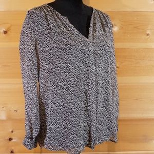 Jose Sheer Silk Long Sleeve Blouse Size M